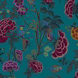 Galerie Wallcoverings Product Code: DA23243 - Luxe Wallpaper Collection Galerie Wallcoverings Product Code DA23243 - Luxe Wallpaper Collection - Green Red Colours - Blooms and Birds Design