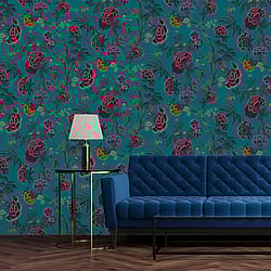 Galerie Wallcoverings Product Code: DA23243 - Luxe Wallpaper Collection Galerie Wallcoverings Product Code DA23243 - Luxe Wallpaper Collection - Green Red Colours - Blooms and Birds Design