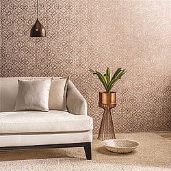 Galerie Wallcoverings Product Code: DWP0246-04 - Emporium Wallpaper Collection Galerie Wallcoverings Product Code DWP0246-04 - Emporium Wallpaper Collection - Pink Rose Gold Colours - Aged Quatrefoil Design