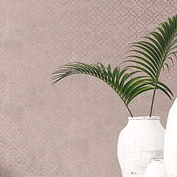 Galerie Wallcoverings Product Code: DWP0246-04 - Emporium Wallpaper Collection Galerie Wallcoverings Product Code DWP0246-04 - Emporium Wallpaper Collection - Pink Rose Gold Colours - Aged Quatrefoil Design