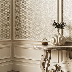 Galerie Wallcoverings Product Code: DWP0246-05 - Emporium Wallpaper Collection Galerie Wallcoverings Product Code DWP0246-05 - Emporium Wallpaper Collection - Cream Gold Colours - Aged Quatrefoil Design