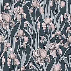 Galerie Wallcoverings Product Code: EL21024 - Elisir Wallpaper Collection Galerie Wallcoverings Product Code EL21024 - Elisir Wallpaper Collection - Navy Blue Rose Gold Colours - Iris Whisper Design