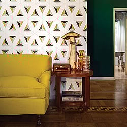 Galerie Wallcoverings Product Code: EL21071 - Elisir Wallpaper Collection Galerie Wallcoverings Product Code EL21071 - Elisir Wallpaper Collection - Black Green Gold Colours - Geo Triangles Design