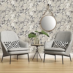 Galerie Wallcoverings Product Code: ES31102 - Escape Wallpaper Collection Galerie Wallcoverings Product Code ES31102 - Escape Wallpaper Collection - White, Beige, Grey, Black Colours - Apple Blossom Tree Design