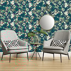Galerie Wallcoverings Product Code: ES31103 - Escape Wallpaper Collection Galerie Wallcoverings Product Code ES31103 - Escape Wallpaper Collection - Cream, Beige, Green, Pink, Brown, Black, Grey, Teal Colours - Apple Blossom Tree Design