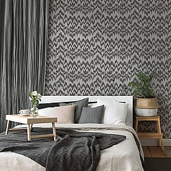 Galerie Wallcoverings Product Code: ES31117 - Escape Wallpaper Collection Galerie Wallcoverings Product Code ES31117 - Escape Wallpaper Collection - Grey, Silver, Black Colours - Glitter Chevron Design