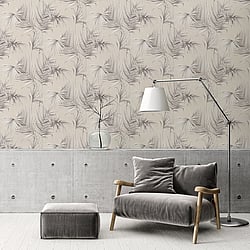 Galerie Wallcoverings Product Code: ES31133 - Escape Wallpaper Collection Galerie Wallcoverings Product Code ES31133 - Escape Wallpaper Collection - Beige, Grey, Silver Colours - Palm Leaves Design
