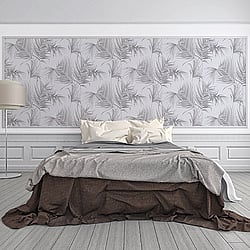 Galerie Wallcoverings Product Code: ES31135 - Escape Wallpaper Collection Galerie Wallcoverings Product Code ES31135 - Escape Wallpaper Collection - Light Grey, Dark Grey Colours - Palm Leaves Design