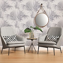 Galerie Wallcoverings Product Code: ES31135 - Escape Wallpaper Collection Galerie Wallcoverings Product Code ES31135 - Escape Wallpaper Collection - Light Grey, Dark Grey Colours - Palm Leaves Design
