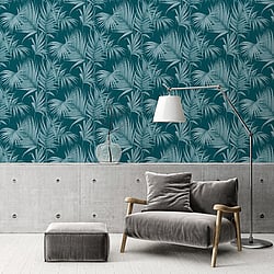 Galerie Wallcoverings Product Code: ES31136 - Escape Wallpaper Collection Galerie Wallcoverings Product Code ES31136 - Escape Wallpaper Collection - Green, Teal Colours - Palm Leaves Design