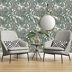 Galerie Wallcoverings Product Code: ES31144 - Escape Wallpaper Collection Galerie Wallcoverings Product Code ES31144 - Escape Wallpaper Collection - Cream, Green, Grey Colours - Leaf Trail Design