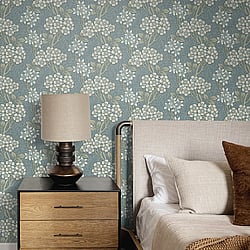 Galerie Wallcoverings Product Code: ET12004 - Arts and Crafts Wallpaper Collection Galerie Wallcoverings Product Code ET12004 - Arts and Crafts Wallpaper Collection - Light Blue Sage White Colours - Floral Vine Design