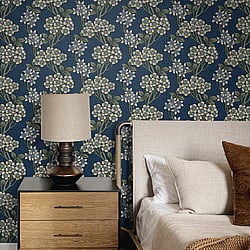 Galerie Wallcoverings Product Code: ET12012 - Arts and Crafts Wallpaper Collection Galerie Wallcoverings Product Code ET12012 - Arts and Crafts Wallpaper Collection - Dark Blue Green White Colours - Floral Vine Design