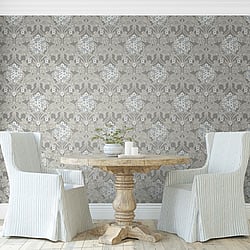 Galerie Wallcoverings Product Code: ET12105 - Arts and Crafts Wallpaper Collection Galerie Wallcoverings Product Code ET12105 - Arts and Crafts Wallpaper Collection - Grey Taupe Blue White Colours - Floral Hydrangea Design