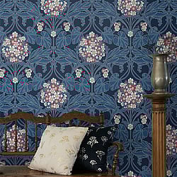 Galerie Wallcoverings Product Code: ET12112 - Arts and Crafts Wallpaper Collection Galerie Wallcoverings Product Code ET12112 - Arts and Crafts Wallpaper Collection - Blue White Beige Pink Colours - Floral Hydrangea Design