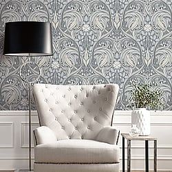 Galerie Wallcoverings Product Code: ET12210 - Arts and Crafts Wallpaper Collection Galerie Wallcoverings Product Code ET12210 - Arts and Crafts Wallpaper Collection - Grey Mauve Cream Colours - Bird Scroll Design