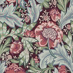 Galerie Wallcoverings Product Code: ET12301 - Arts and Crafts Wallpaper Collection Galerie Wallcoverings Product Code ET12301 - Arts and Crafts Wallpaper Collection - Deep Red Olive Blue Colours - Acanthus Garden Design