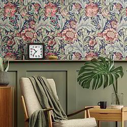 Galerie Wallcoverings Product Code: ET12302 - Arts and Crafts Wallpaper Collection Galerie Wallcoverings Product Code ET12302 - Arts and Crafts Wallpaper Collection - Deep Blue Red Green Colours - Acanthus Garden Design