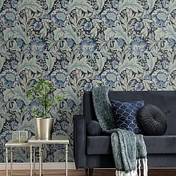 Galerie Wallcoverings Product Code: ET12312 - Arts and Crafts Wallpaper Collection Galerie Wallcoverings Product Code ET12312 - Arts and Crafts Wallpaper Collection - Darkest Blue Beige Green Colours - Acanthus Garden Design