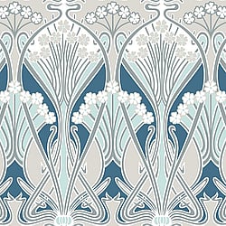 Galerie Wallcoverings Product Code: ET12414 - Arts and Crafts Wallpaper Collection Galerie Wallcoverings Product Code ET12414 - Arts and Crafts Wallpaper Collection - Aegean Blue & Dewdrop Colours - Dragonfly Damask Design