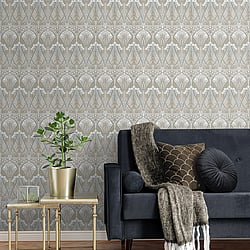 Galerie Wallcoverings Product Code: ET12424 - Arts and Crafts Wallpaper Collection Galerie Wallcoverings Product Code ET12424 - Arts and Crafts Wallpaper Collection - Taupe Beige Blue Colours - Dragonfly Damask Design