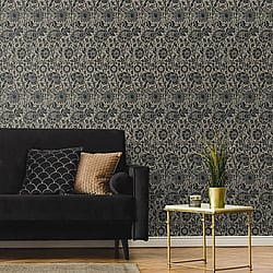 Galerie Wallcoverings Product Code: ET12518 - Arts and Crafts Wallpaper Collection Galerie Wallcoverings Product Code ET12518 - Arts and Crafts Wallpaper Collection - Black Beige Colours - Tonal Floral Trail Design