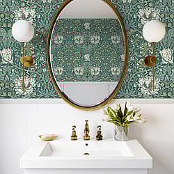 Galerie Wallcoverings Product Code: ET12604 - Arts and Crafts Wallpaper Collection Galerie Wallcoverings Product Code ET12604 - Arts and Crafts Wallpaper Collection - Green Tan Cream Colours - Ogee Flora Design