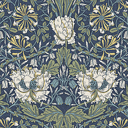 Galerie Wallcoverings Product Code: ET12612 - Arts and Crafts Wallpaper Collection Galerie Wallcoverings Product Code ET12612 - Arts and Crafts Wallpaper Collection - Blue Green White Colours - Ogee Flora Design