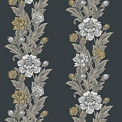 Galerie Wallcoverings Product Code: ET12700 - Arts and Crafts Wallpaper Collection Galerie Wallcoverings Product Code ET12700 - Arts and Crafts Wallpaper Collection - White Beige Black Colours - Blooming Stripe Design