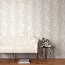 Galerie Wallcoverings Product Code: ET12705 - Arts and Crafts Wallpaper Collection Galerie Wallcoverings Product Code ET12705 - Arts and Crafts Wallpaper Collection - White Beige Colours - Blooming Stripe Design