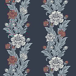 Galerie Wallcoverings Product Code: ET12712 - Arts and Crafts Wallpaper Collection Galerie Wallcoverings Product Code ET12712 - Arts and Crafts Wallpaper Collection - Navy White Red Colours - Blooming Stripe Design