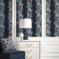 Galerie Wallcoverings Product Code: ET12712 - Arts and Crafts Wallpaper Collection Galerie Wallcoverings Product Code ET12712 - Arts and Crafts Wallpaper Collection - Navy White Red Colours - Blooming Stripe Design