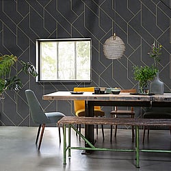 Galerie Wallcoverings Product Code: EX31000 - Exposed Wallpaper Collection Galerie Wallcoverings Product Code EX31000 - Exposed Wallpaper Collection - Black Gold Colours - Structural Geometric Design