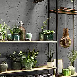 Galerie Wallcoverings Product Code: EX31015 - Exposed Wallpaper Collection Galerie Wallcoverings Product Code EX31015 - Exposed Wallpaper Collection - Grey Colours - Hexagonal Block Design