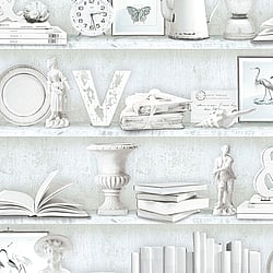 Galerie Wallcoverings Product Code: FH37506 - Homestyle Wallpaper Collection Galerie Wallcoverings Product Code FH37506 - Homestyle Wallpaper Collection - Grey Turquoise Colours - Curio Cabinet Design