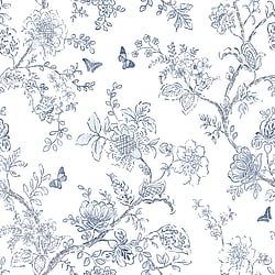 Galerie Wallcoverings Product Code: FH37539 - Homestyle Wallpaper Collection Galerie Wallcoverings Product Code FH37539 - Homestyle Wallpaper Collection - White Blue Colours - Butterfly Toile Design