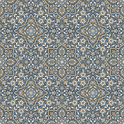 Galerie Wallcoverings Product Code: FH37542 - Homestyle Wallpaper Collection Galerie Wallcoverings Product Code FH37542 - Homestyle Wallpaper Collection - White Blue Gold Colours - Floral Tile Design