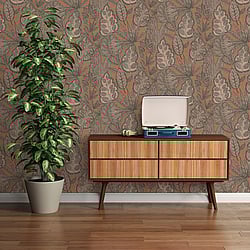 Galerie Wallcoverings Product Code: FL61112 - Flourish Wallpaper Collection Galerie Wallcoverings Product Code FL61112 - Flourish Wallpaper Collection - Beige/Brown Colours - Grafic Leaves Motif Design