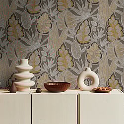 Galerie Wallcoverings Product Code: FL61113 - Flourish Wallpaper Collection Galerie Wallcoverings Product Code FL61113 - Flourish Wallpaper Collection - Beige/Brown Colours - Grafic Leaves Motif Design