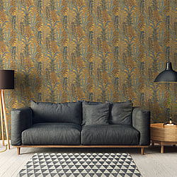 Galerie Wallcoverings Product Code: FL61117 - Flourish Wallpaper Collection Galerie Wallcoverings Product Code FL61117 - Flourish Wallpaper Collection - Brown/Yellow Colours - Fern Leaves Motif Design