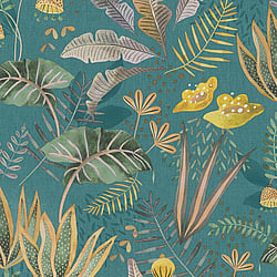 Galerie Wallcoverings Product Code: FL61123 - Flourish Wallpaper Collection Galerie Wallcoverings Product Code FL61123 - Flourish Wallpaper Collection - Blue/Yellow Colours - Mix Leaves Motif Design