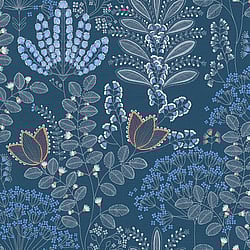 Galerie Wallcoverings Product Code: FL61128 - Flourish Wallpaper Collection Galerie Wallcoverings Product Code FL61128 - Flourish Wallpaper Collection - Blue/Grey Colours - Dreaming Garden Motif Design