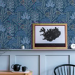 Galerie Wallcoverings Product Code: FL61128 - Flourish Wallpaper Collection Galerie Wallcoverings Product Code FL61128 - Flourish Wallpaper Collection - Blue/Grey Colours - Dreaming Garden Motif Design