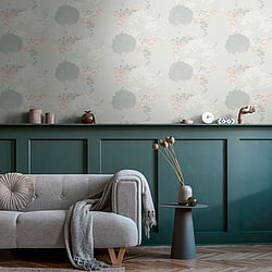 Galerie Wallcoverings Product Code: FL61130 - Flourish Wallpaper Collection Galerie Wallcoverings Product Code FL61130 - Flourish Wallpaper Collection - Grey/Pink Colours - Fairytale Leaves Motif Design