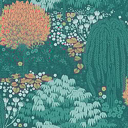 Galerie Wallcoverings Product Code: FL61132 - Flourish Wallpaper Collection Galerie Wallcoverings Product Code FL61132 - Flourish Wallpaper Collection - Green/Orange Colours - Fairytale Leaves Motif Design