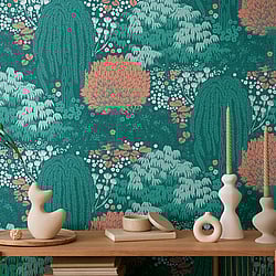 Galerie Wallcoverings Product Code: FL61132 - Flourish Wallpaper Collection Galerie Wallcoverings Product Code FL61132 - Flourish Wallpaper Collection - Green/Orange Colours - Fairytale Leaves Motif Design