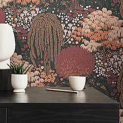 Galerie Wallcoverings Product Code: FL61133 - Flourish Wallpaper Collection Galerie Wallcoverings Product Code FL61133 - Flourish Wallpaper Collection - Pink/Red Colours - Fairytale Leaves Motif Design