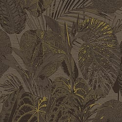 Galerie Wallcoverings Product Code: FL61157 - Flourish Wallpaper Collection Galerie Wallcoverings Product Code FL61157 - Flourish Wallpaper Collection - Brown/Metallic Colours - Jungle Leaves Motif Design