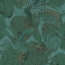 Galerie Wallcoverings Product Code: FL61158 - Flourish Wallpaper Collection Galerie Wallcoverings Product Code FL61158 - Flourish Wallpaper Collection - Green/Metallic Colours - Jungle Leaves Motif Design