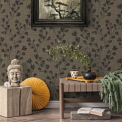 Galerie Wallcoverings Product Code: FS72004 - Fusion Wallpaper Collection Galerie Wallcoverings Product Code FS72004 - Fusion Wallpaper Collection - Brown Black Colours - Floral Trail Motif Design